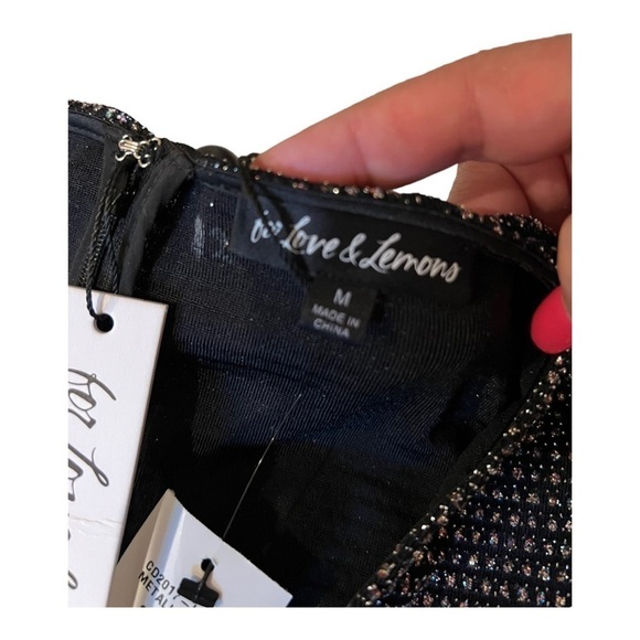 NWT For Love and Lemons Metallic Glitter Dress M - Picture 7 of 13